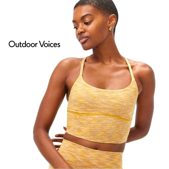 Outdoor Voices Yellow Sunset Flow Crop Top/Sports Bra Size Medium - Picture 1 of 8